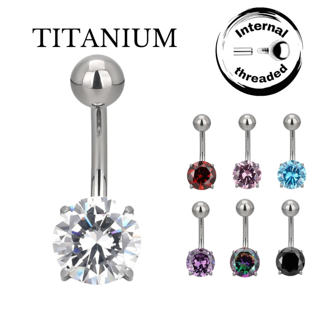 Implant Grade ASTM F136 Titanium Big Stone Belly Button Internaly Treaded