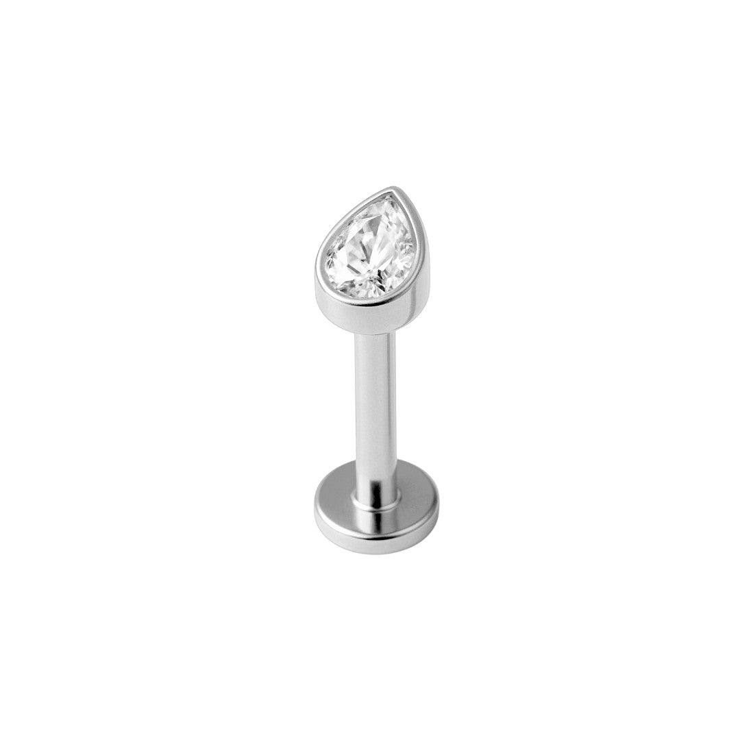 Implant Grade ASTM F136 Titanium Bezel Set Teardrop Internaly Threaded Labret
