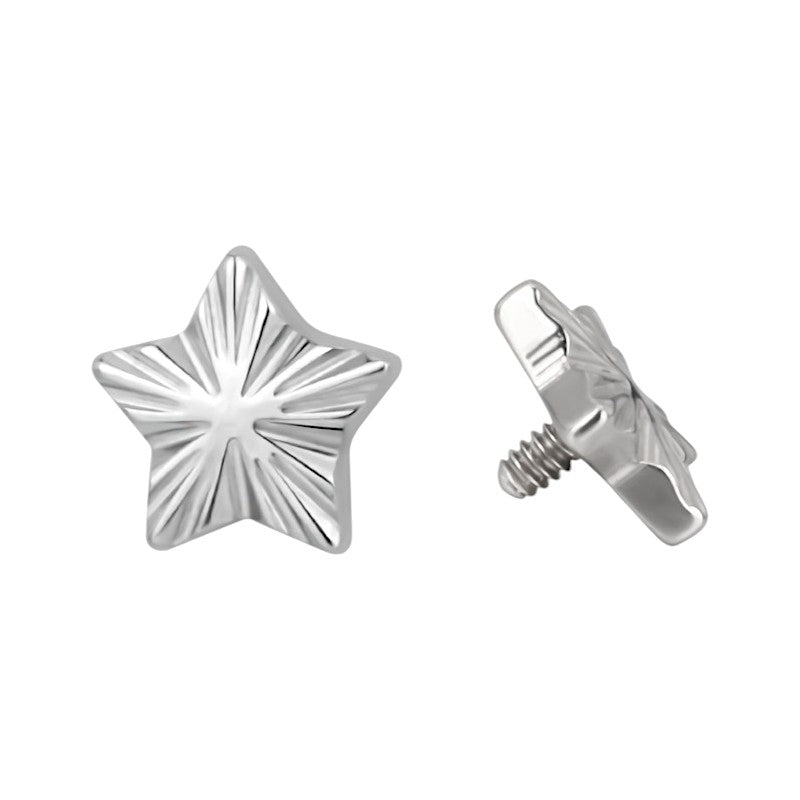 Implant Grade ASTM F136 Titanium Ridged Star Internaly Threaded Labret