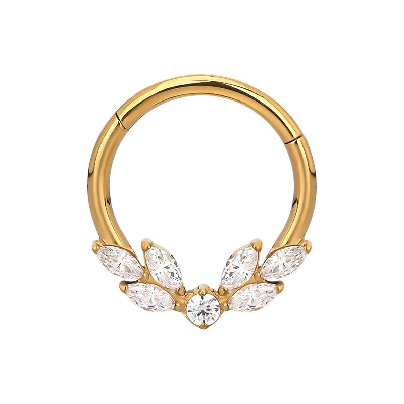 Implant Grade ASTM F136 Titanium CZ Butterfly Center and 3 Marquise CZ Segment Clicker