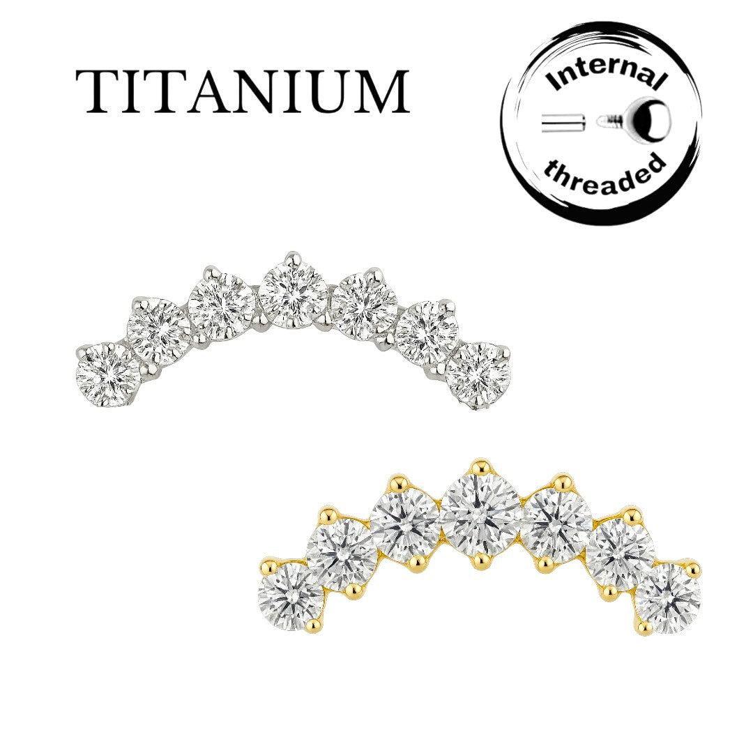 Implant Grade ASTM F136 Titanium 7 CZ Next To Each Other Internaly Threaded Labret