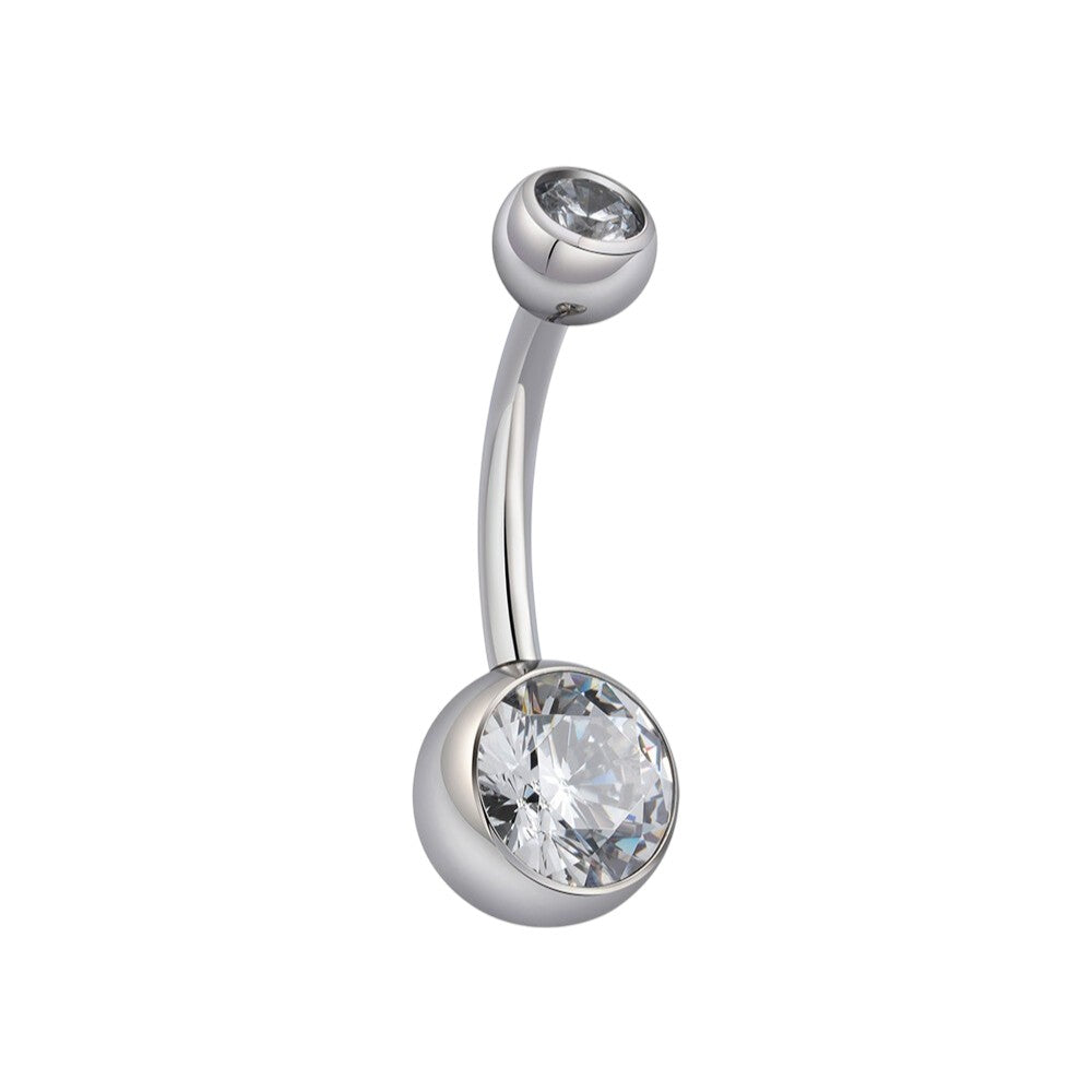 Implant Grade ASTM F136 Titanium Simple Stone Internaly Threaded Belly Ring