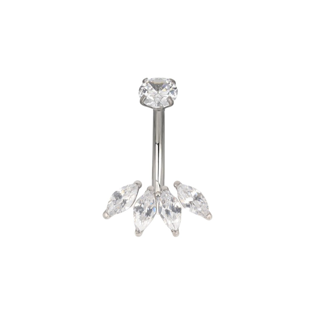 Implant Grade ASTM F136 Titanium 4 Marquise Belly Button Internaly Treaded
