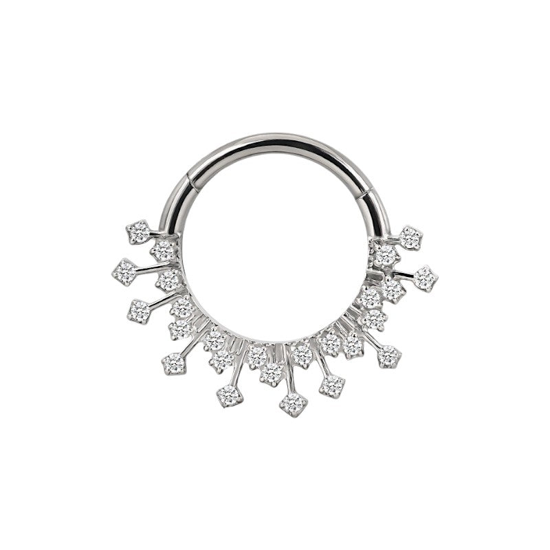 Implant Grade Titanium ASTM F136 Forward Facing CZ Pave and Spiked Segment Clicker