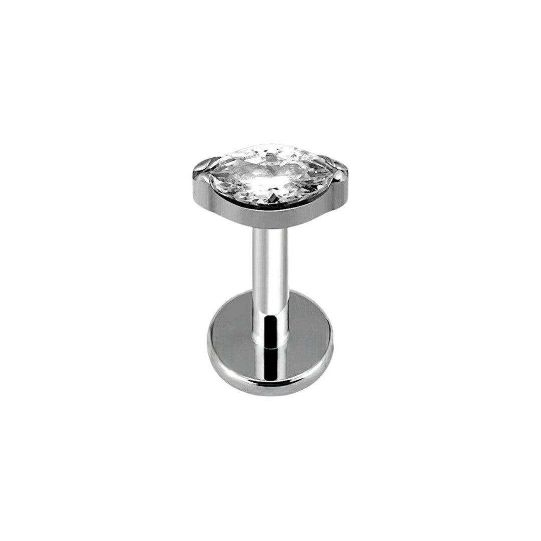 Implant Grade ASTM F136 Titanium 1 Oval CZ Or Opal Internaly Threaded Labret