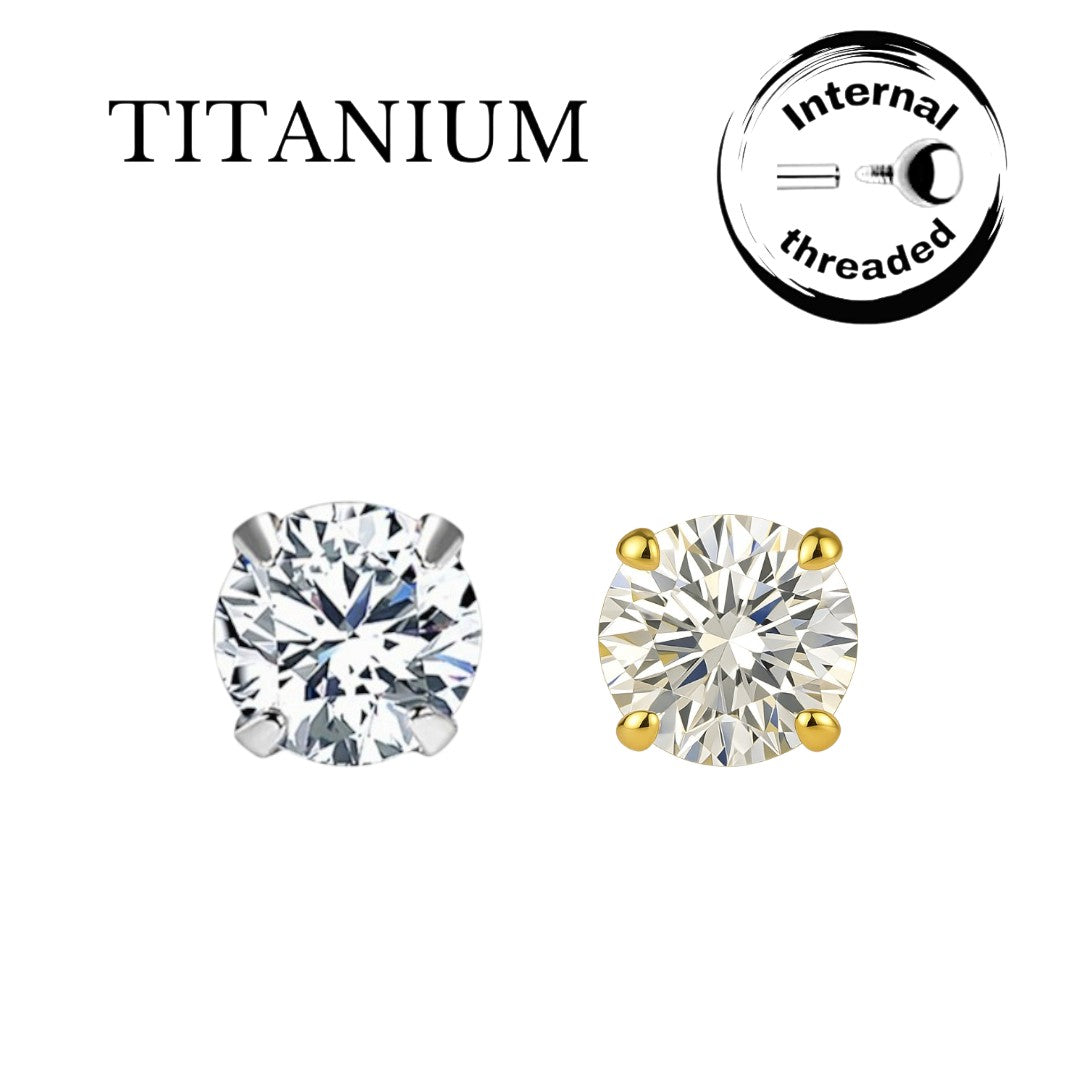 Implant Grade ASTM F136 Titanium Stone Labret Top Internaly Treaded