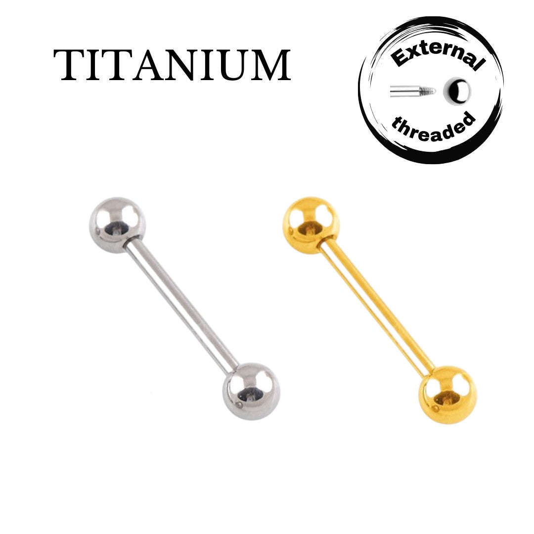 Implant Grade ASTM F136 Titanium Straight Barbell WitH 5MM Balls EXternaly Threaded