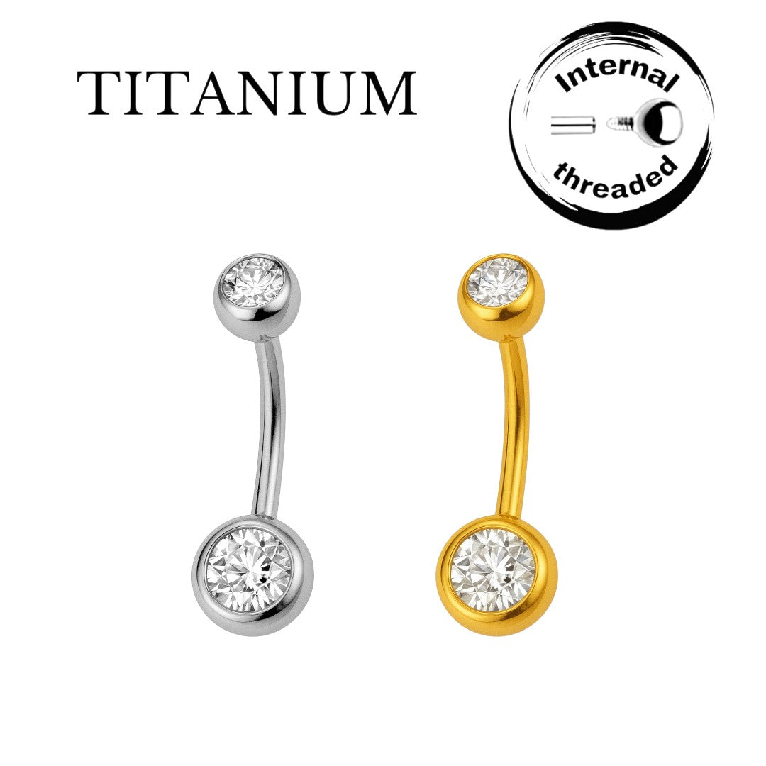 Implant Grade ASTM F136 Titanium Stone Belly Button Internaly Treaded