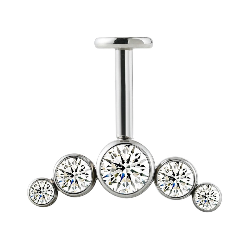 Implant Grade ASTM F136 Titanium Hidden Helix Five Stones Internaly Threaded Labret