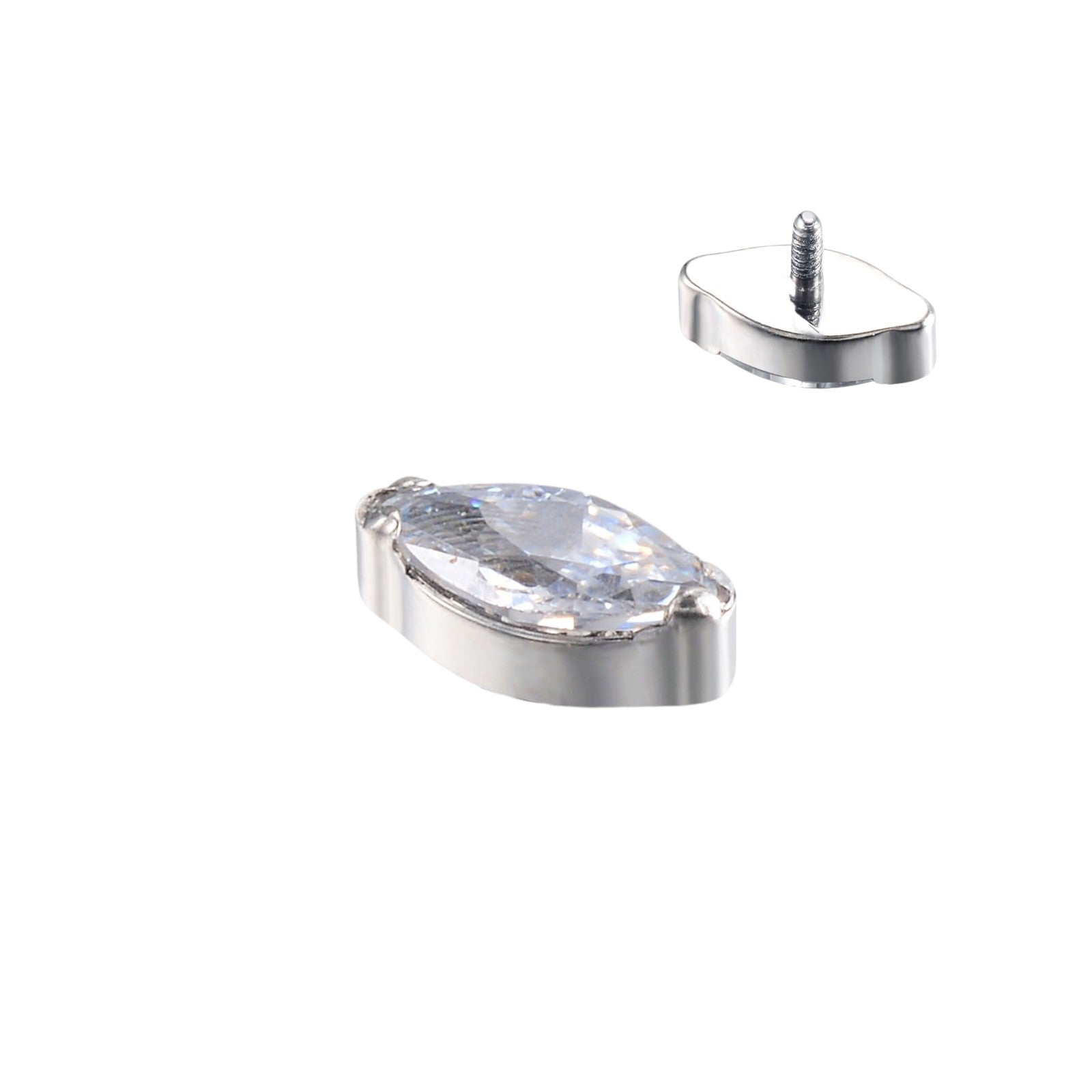 Implant Grade ASTM F136 Titanium Stone Oval Labret Top Internaly Treaded