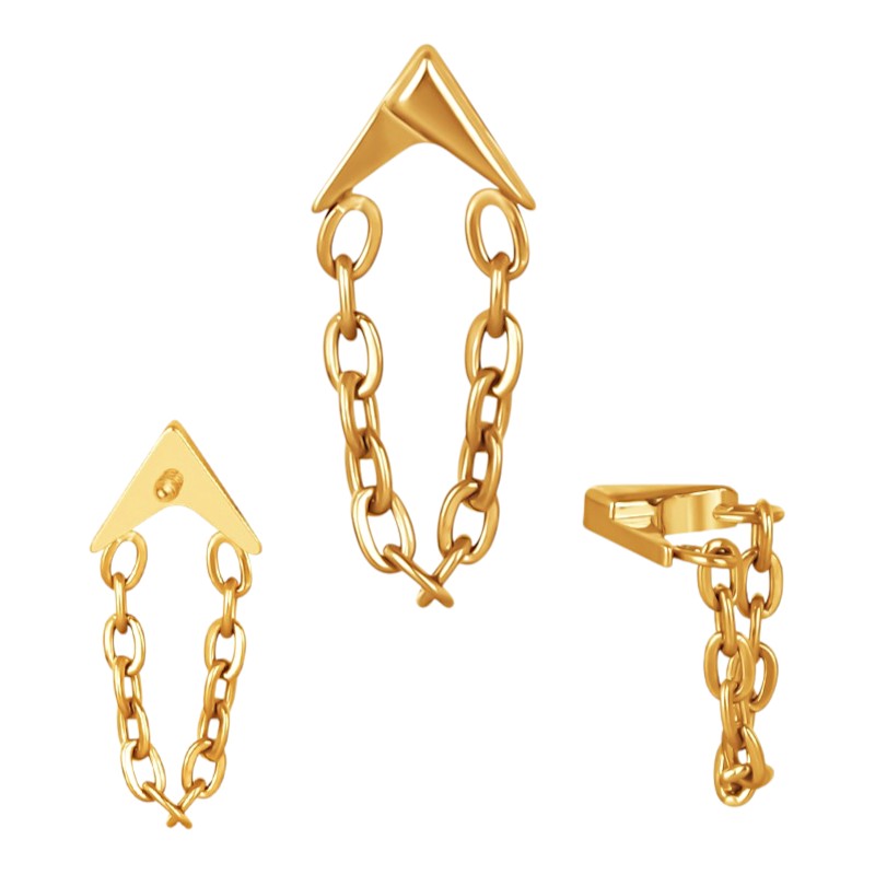 Implant Grade ASTM F136 Titanium Arrows With Chain Dangle Internaly Threaded Labret