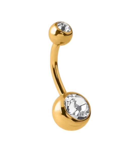 Implant Grade ASTM F136 Titanium Simple Stone Internaly Threaded Belly Ring