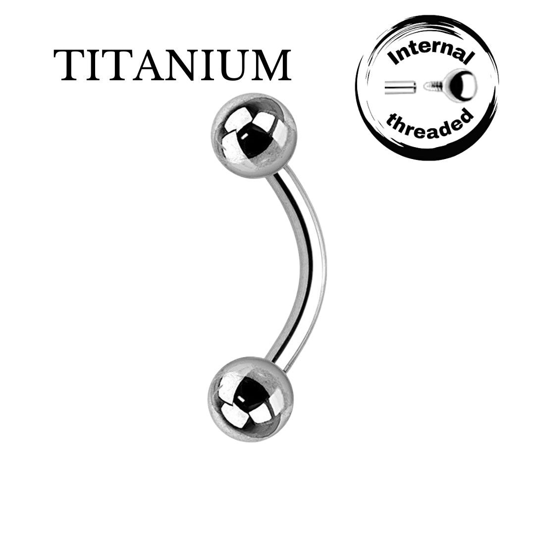 Implant Grade ASTM F136 Titanium Micro banana With Plain 3MM Balls Internaly Treaded