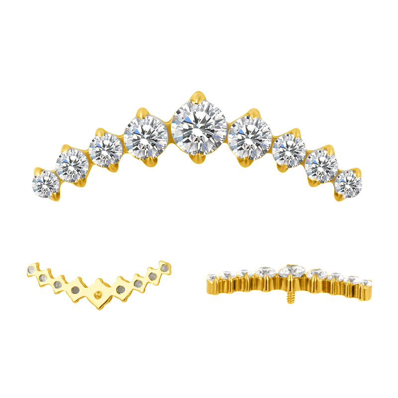 Implant Grade ASTM F136 Titanium 9 Prong Set CZ Internaly Threaded Labret