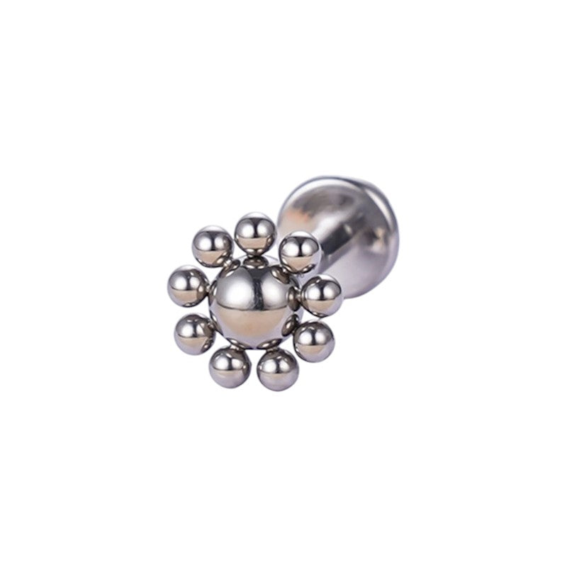 Implant Grade ASTM F136 Titanium Bead Flower Internaly Threaded Labret