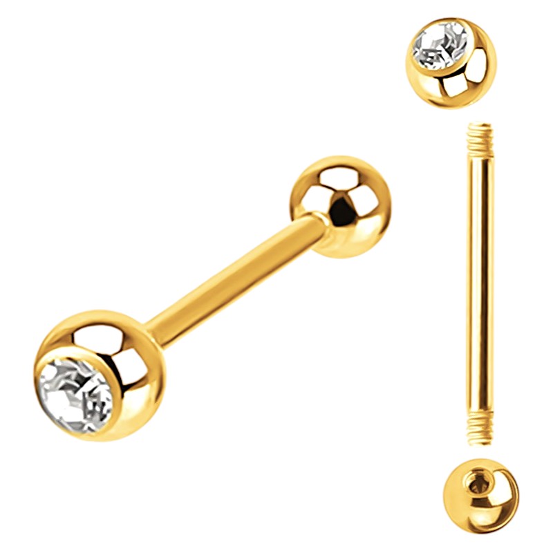 Implant Grade ASTM F136 Titanium Straight Barbell WitH 5MM Stone Ball Internaly Threaded