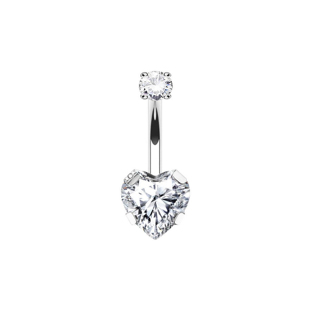Implant Grade ASTM F136 Titanium Heart Stone Belly Button Internaly Treaded