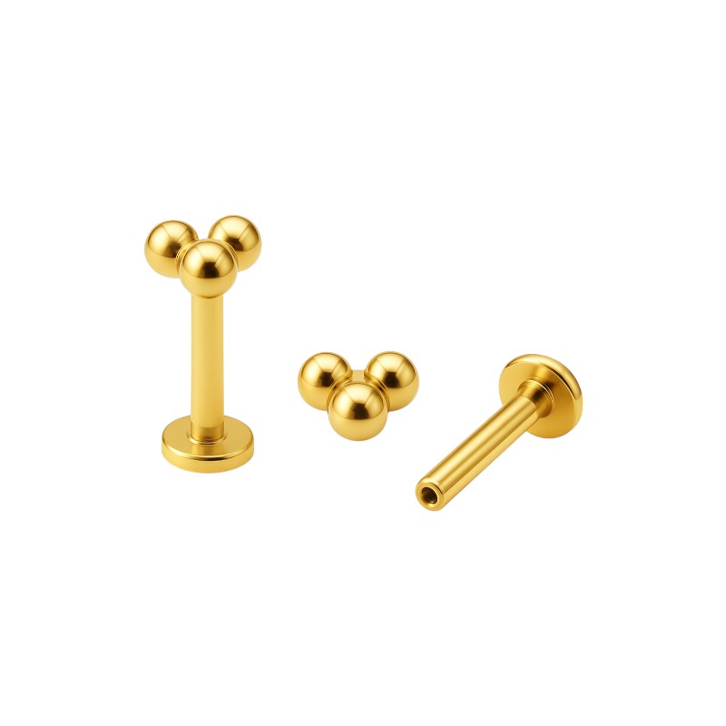 Implant Grade ASTM F136 Titanium 3 Balls Internaly Threaded Labret