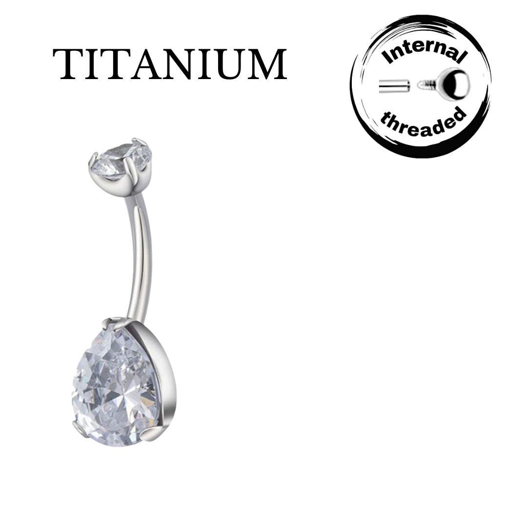 Implant Grade ASTM F136 Titanium Diamond Shape Internaly Threaded Belly Ring