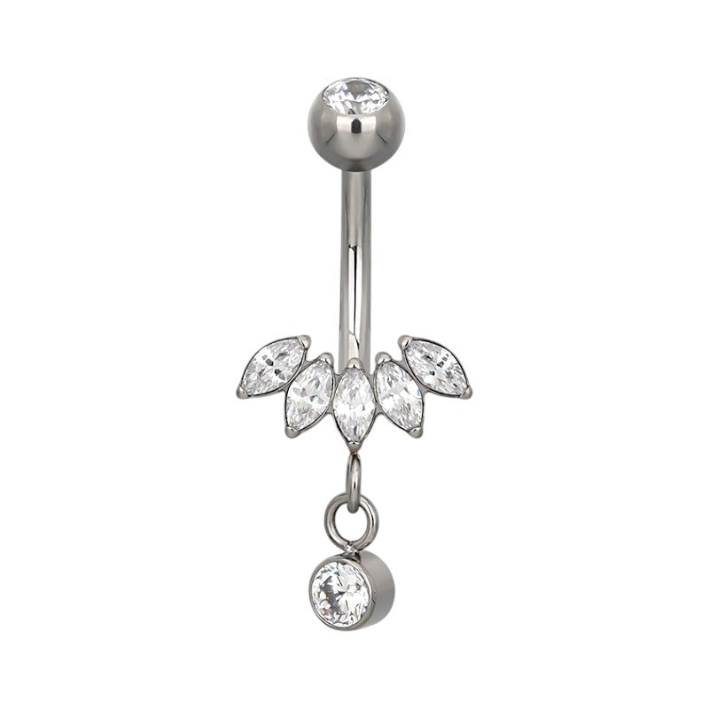 Implant Grade ASTM F136 Titanium Fan Pendant Belly Button Internaly Treaded