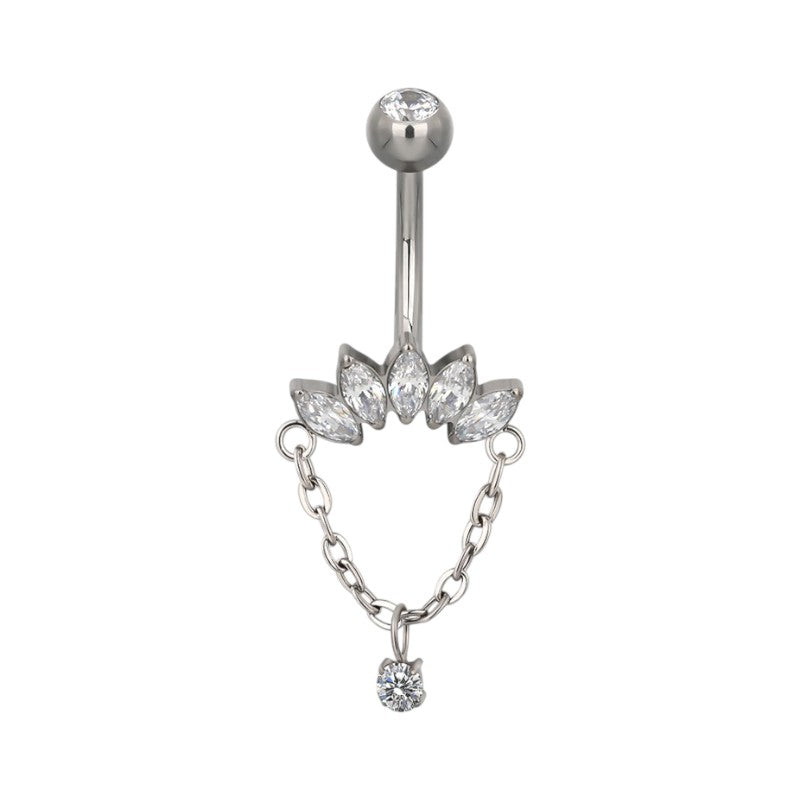 Implant Grade ASTM F136 Titanium Fan Chain Belly Button Internaly Treaded