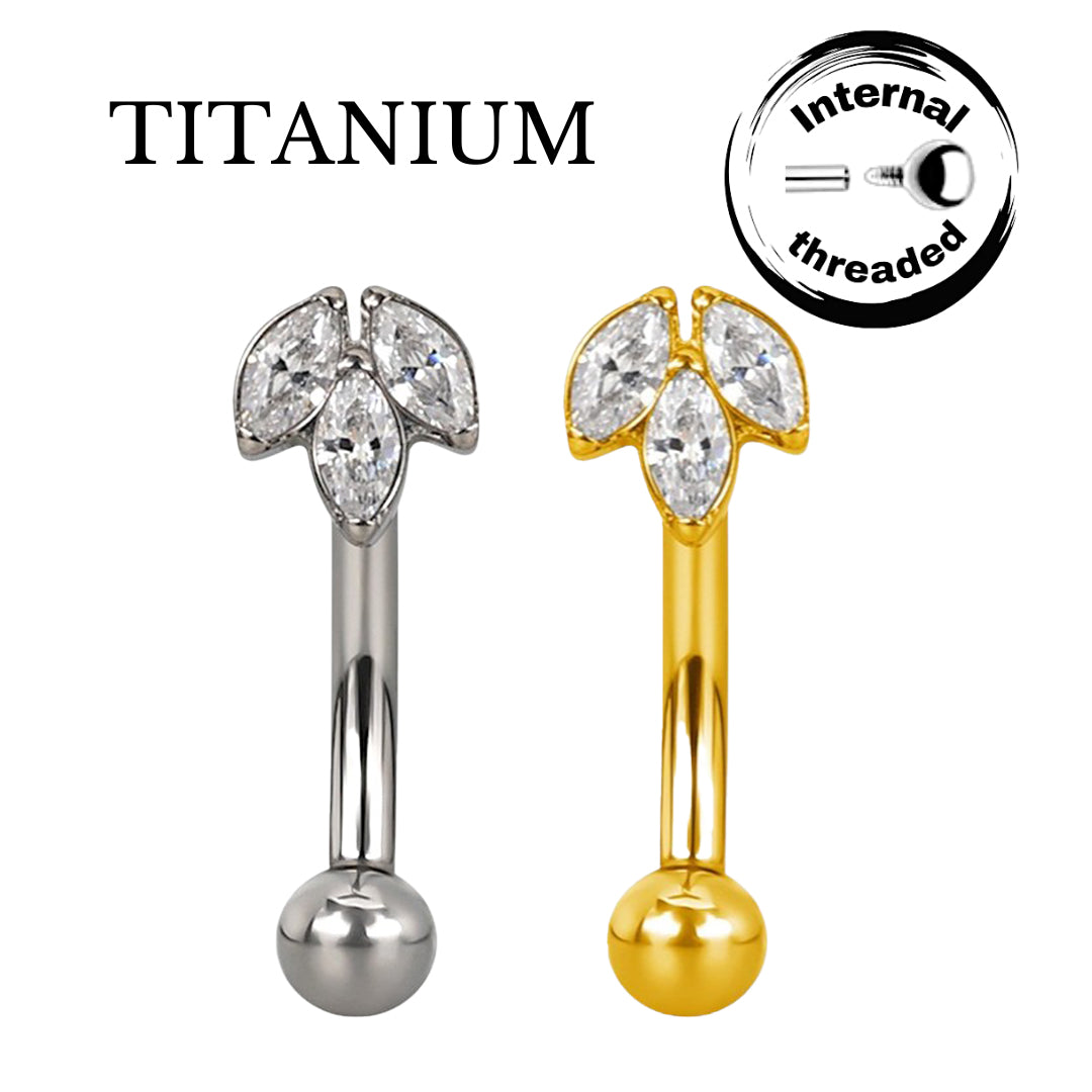 Implant Grade ASTM F136 Titanium Micro banana With 3 CZ Internaly Treaded