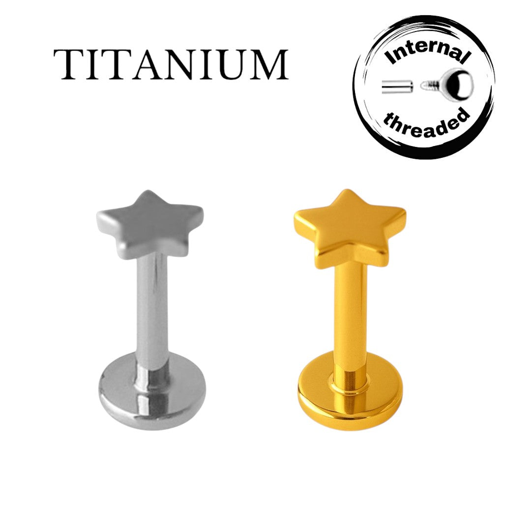 Implant Grade ASTM F136 Titanium Star Internaly Threaded Labret