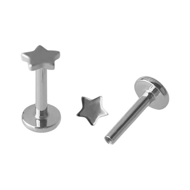 Implant Grade ASTM F136 Titanium Star Internaly Threaded Labret