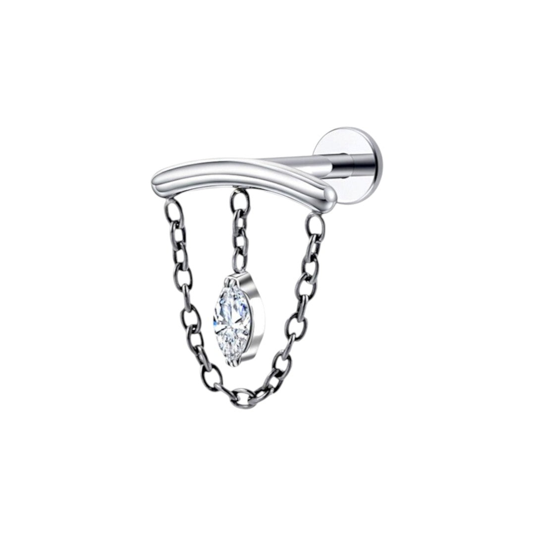 Implant Grade ASTM F136 Titanium Hidden Helix Chain Stone Internaly Threaded Labret