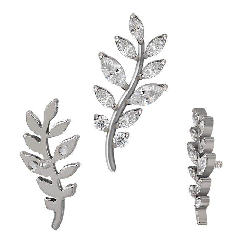 Implant Grade ASTM F136 Titanium Leaf Marquise CZ Internaly Threaded Labret