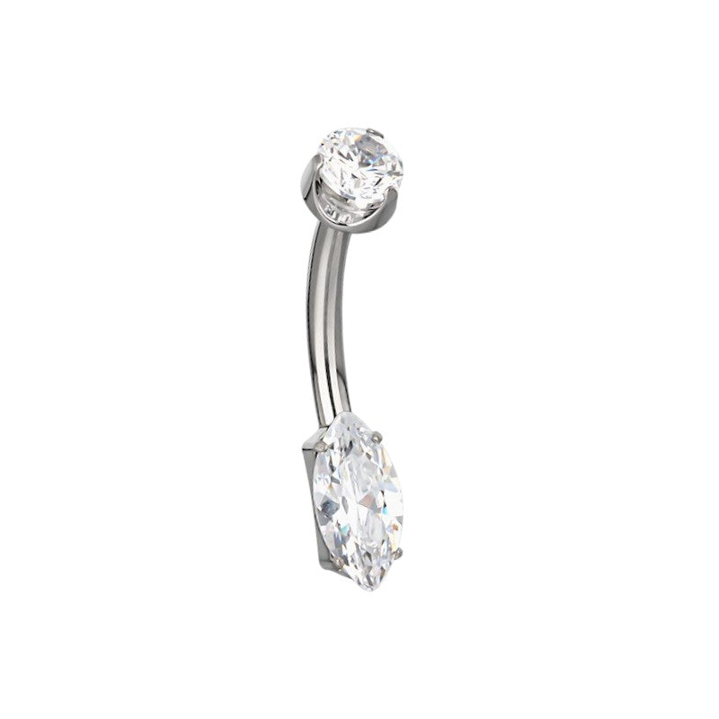Implant Grade ASTM F136 Titanium Stone Marquise Belly Button Internaly Treaded