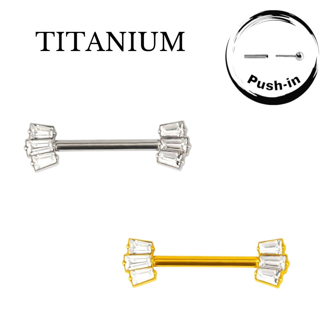 Implant Grade ASTM F136 Titanium Baguette Stones Push In