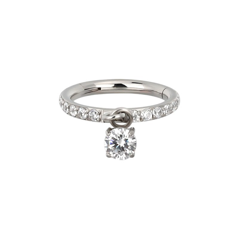 Implant Grade ASTM F136 Titanium CZ Paved Side With Prong Set CZ Dangle Segment Clicker