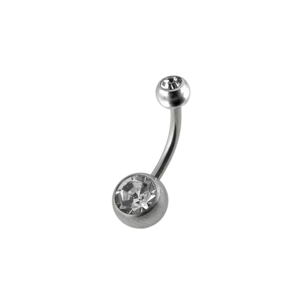 Implant Grade ASTM F136 Titanium Double Stoned Belly Button Externally Treaded