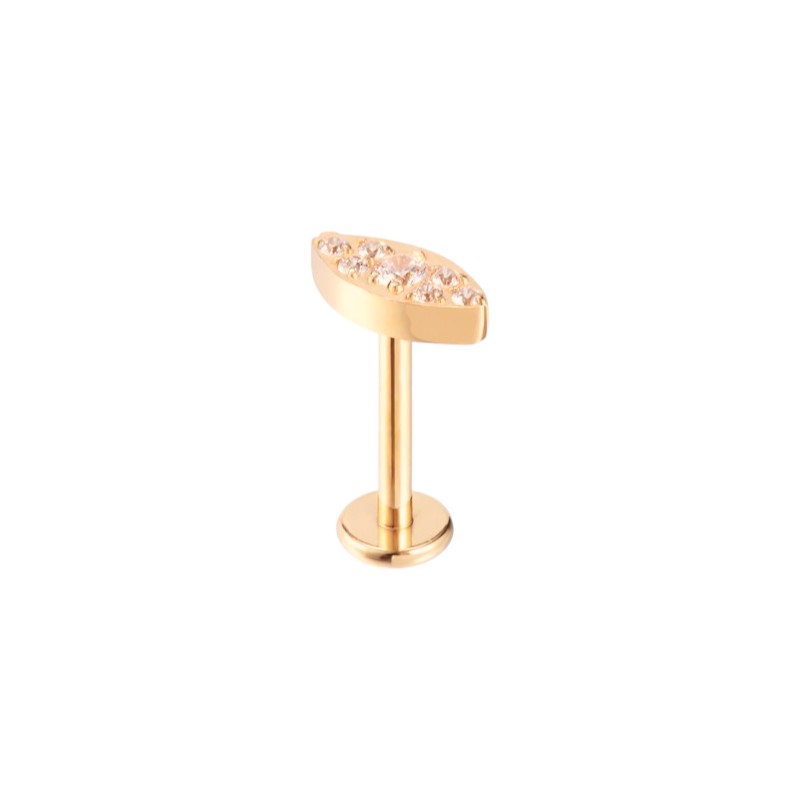 Implant Grade ASTM F136 Titanium CZ Paved Oval Internaly Threaded Labret