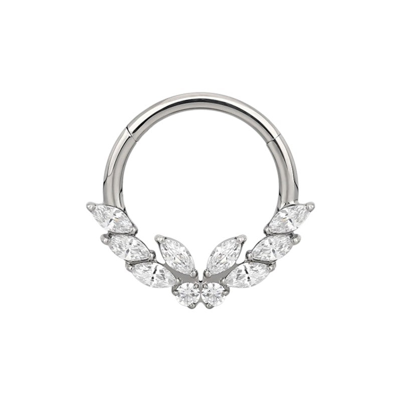Implant Grade ASTM F136 Titanium CZ Butterfly Center and 3 Marquise CZ Segment Clicker