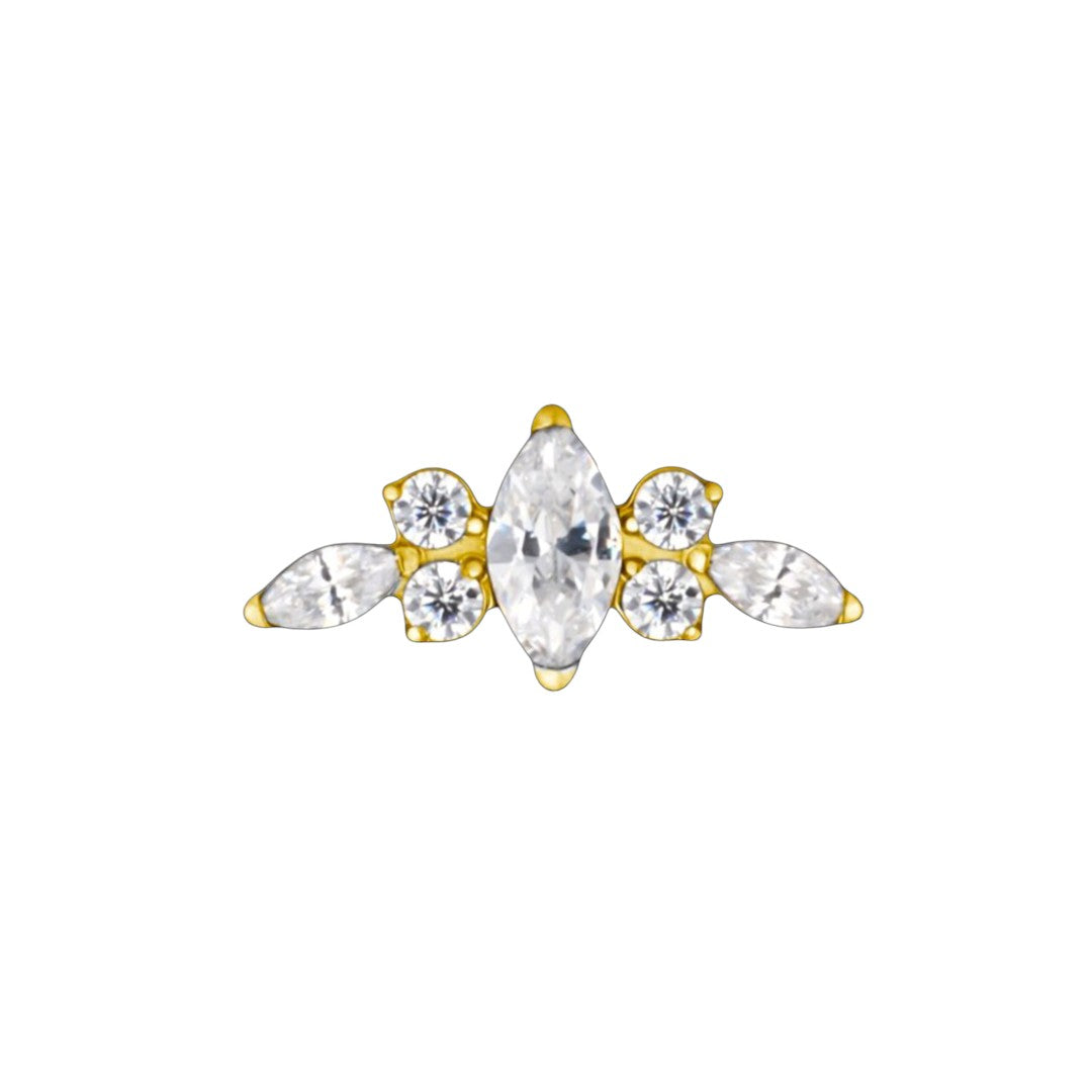 Implant Grade ASTM F136 Titanium 3 Marquise CZ And 4 CZ Flower Internaly Threaded Labret