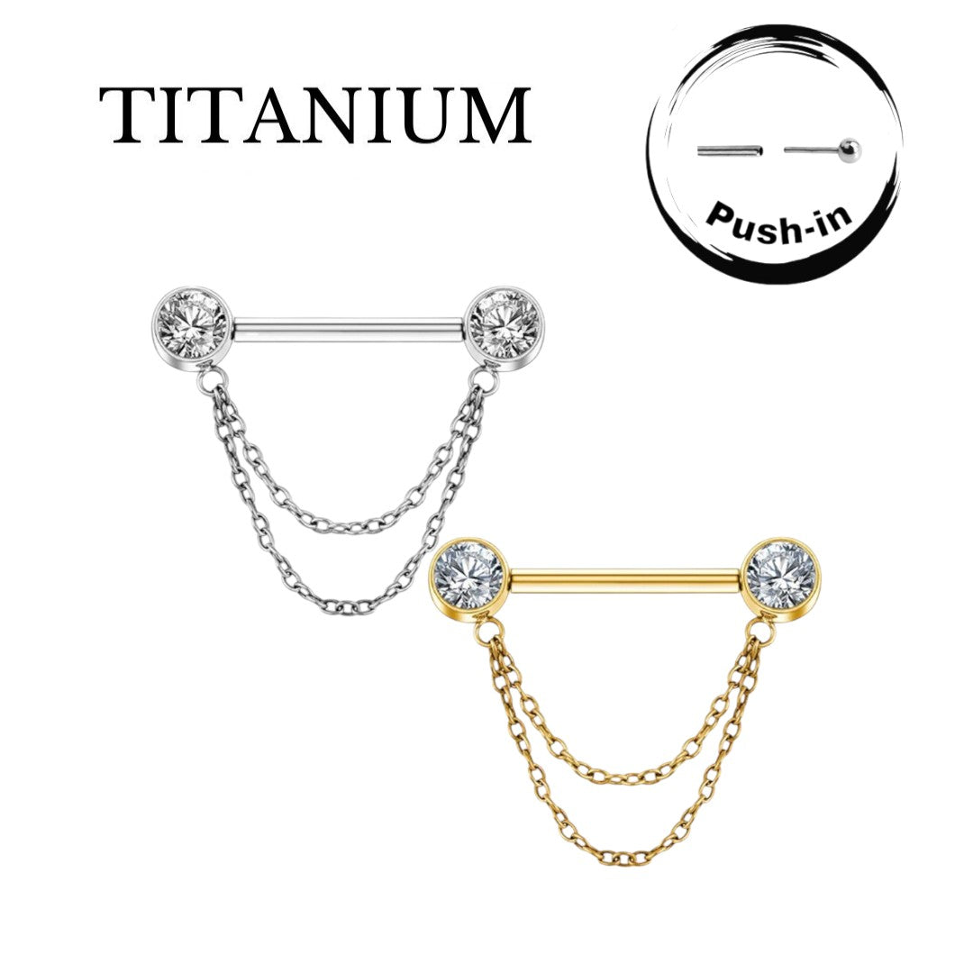Implant Grade ASTM F136 Titanium 2 Chains Stone Push In