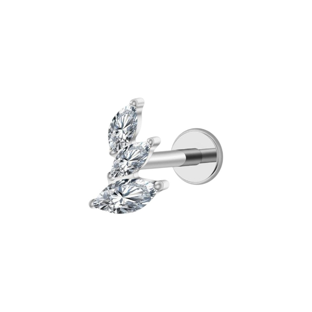 Implant Grade ASTM F136 Titanium 3 Stones Internaly Threaded Labret