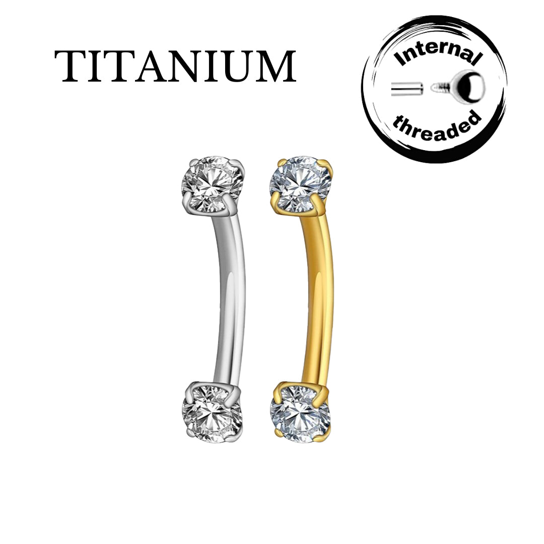 Implant Grade ASTM F136 Titanium Micro banana With 2 CZ Internaly Treaded