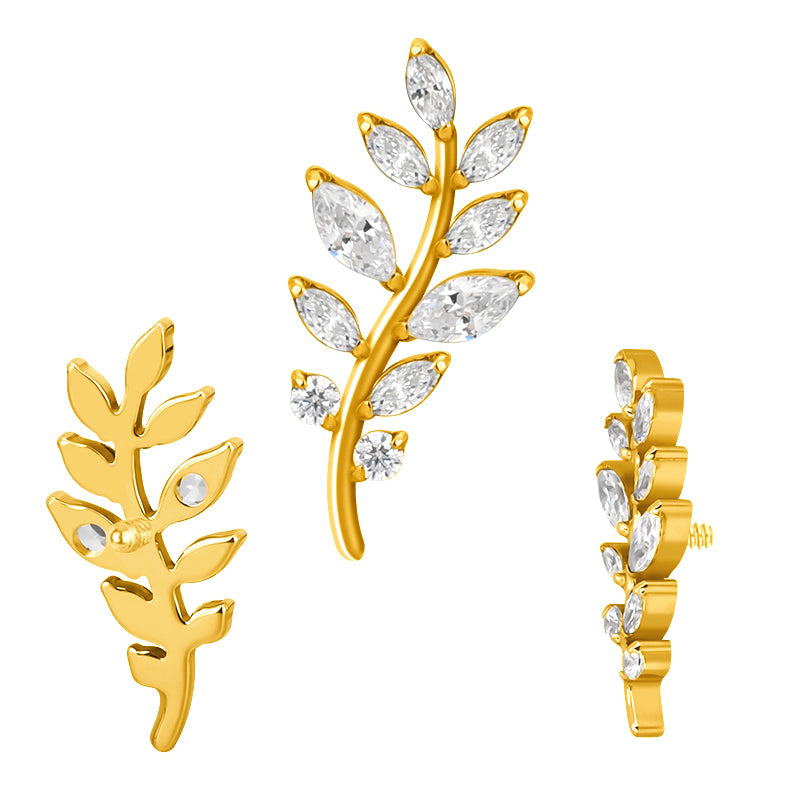 Implant Grade ASTM F136 Titanium Leaf Marquise CZ Internaly Threaded Labret