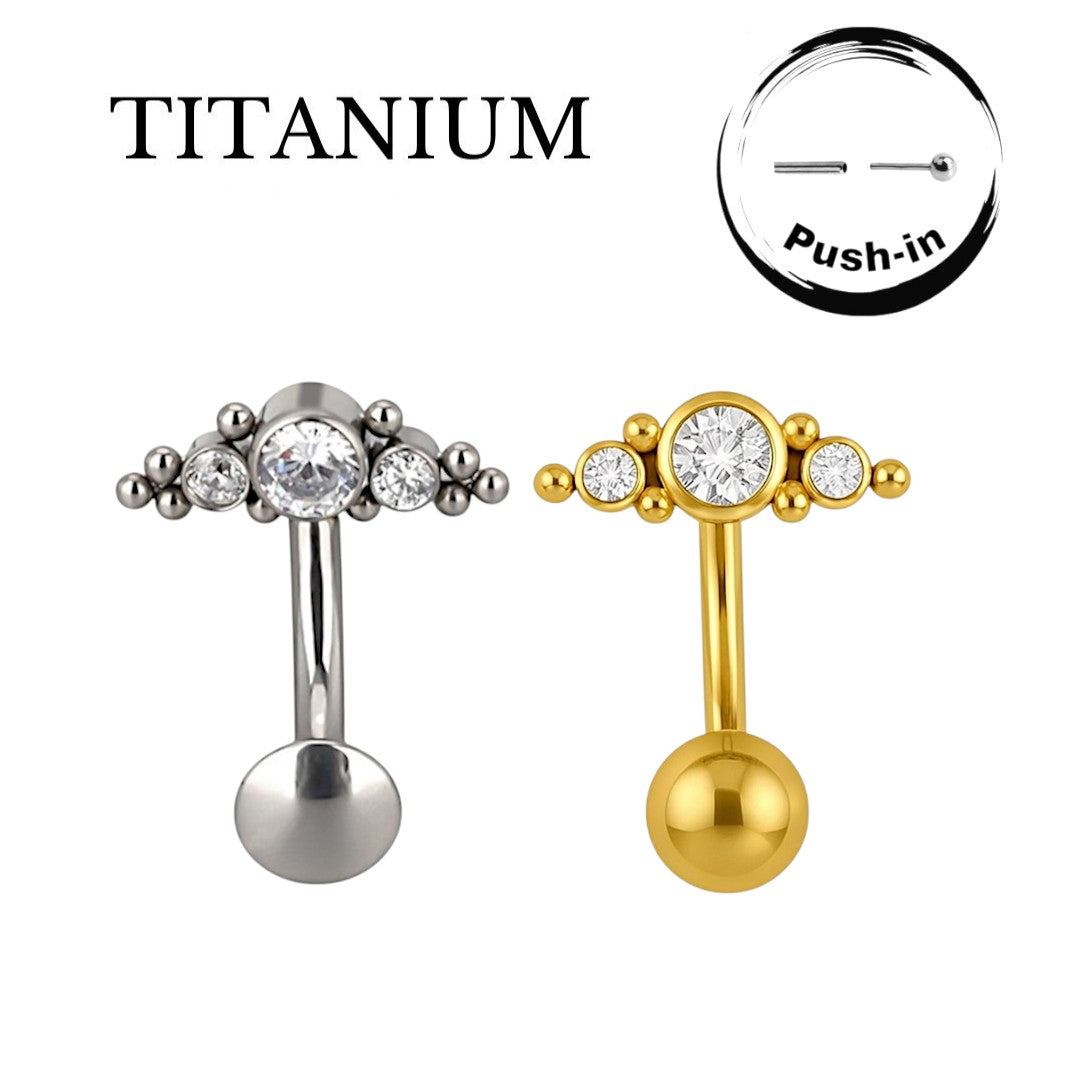 Implant Grade ASTM F136 Titanium Decoration Floating Convex Belly Button Threadless