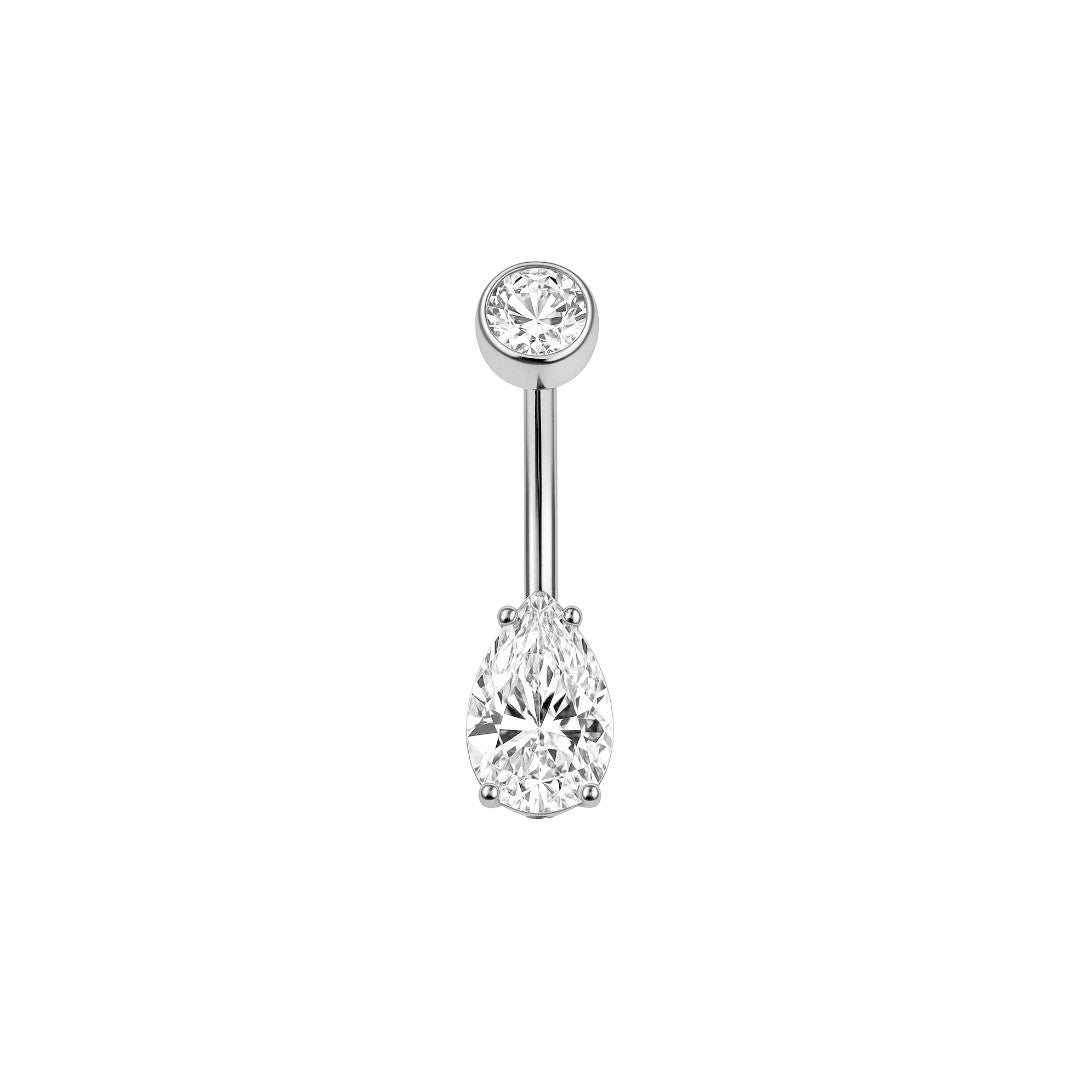 Implant Grade ASTM F136 Titanium Pearl and Drop Stone Belly Button Internaly Treaded