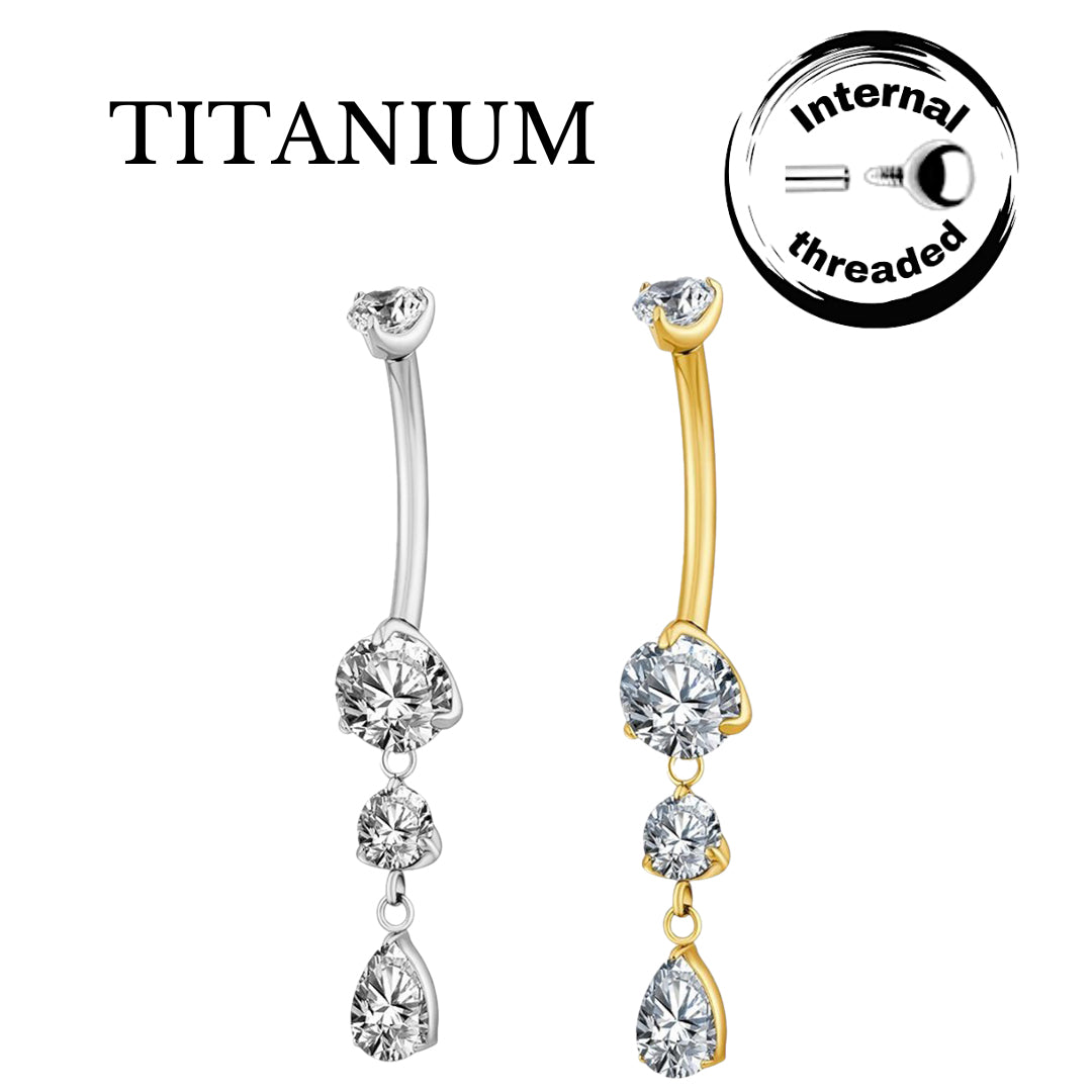 Implant Grade ASTM F136 Titanium Pendant Drop Internaly Threaded Belly Ring