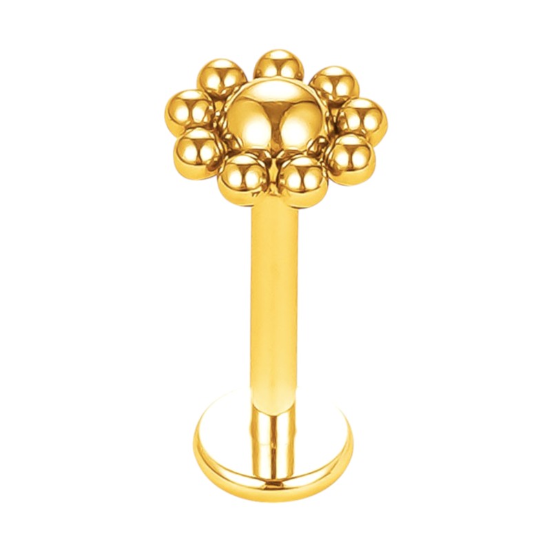 Implant Grade ASTM F136 Titanium Bead Flower Internaly Threaded Labret
