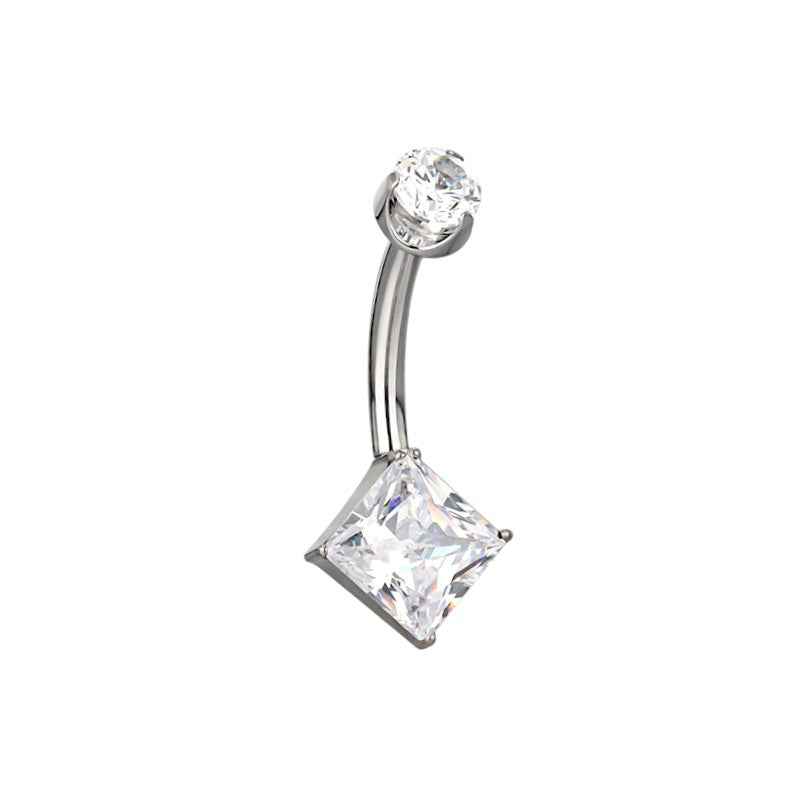 Implant Grade ASTM F136 Titanium Stone Square Belly Button Internaly Treaded