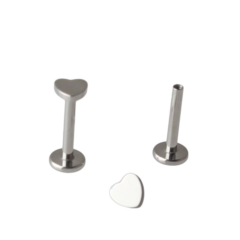 Implant Grade ASTM F136 Titanium Heart Internaly Threaded Labret