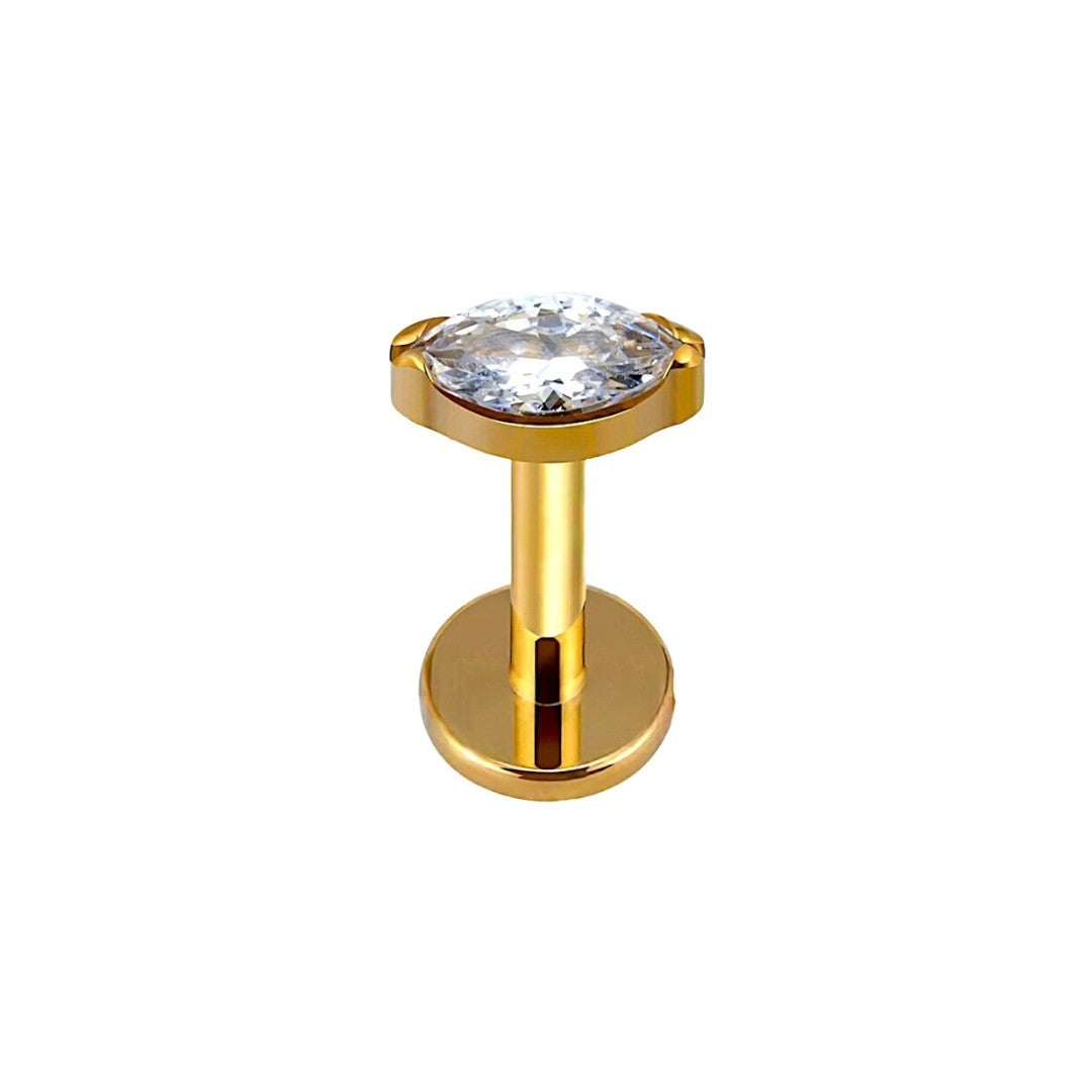 Implant Grade ASTM F136 Titanium 1 Oval CZ Or Opal Internaly Threaded Labret