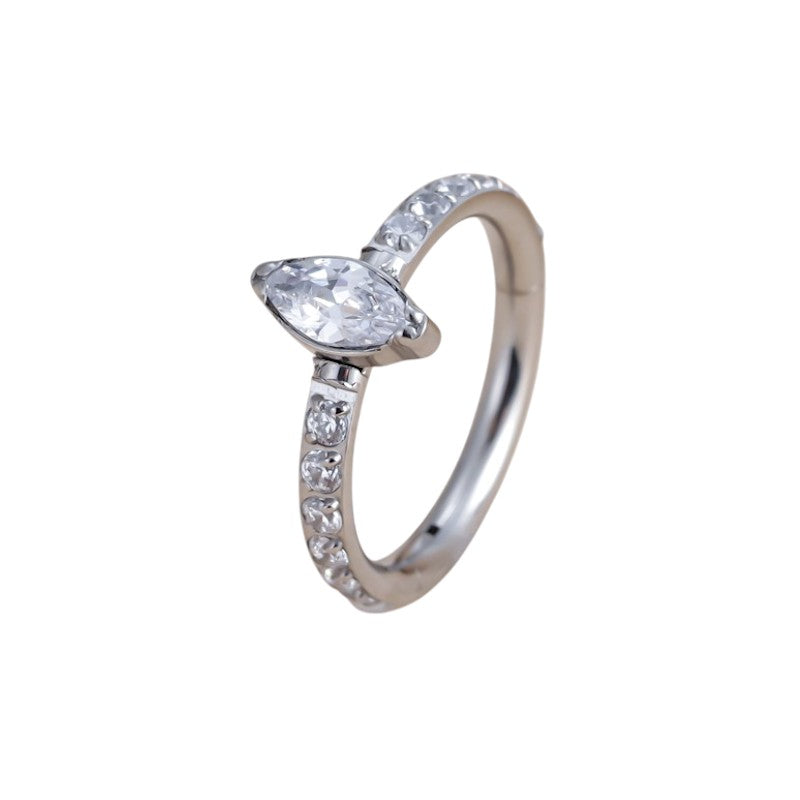 Implant Grade ASTM F136 Titanium CZ Pave Side With Marquise Stone Center Segment Clicker