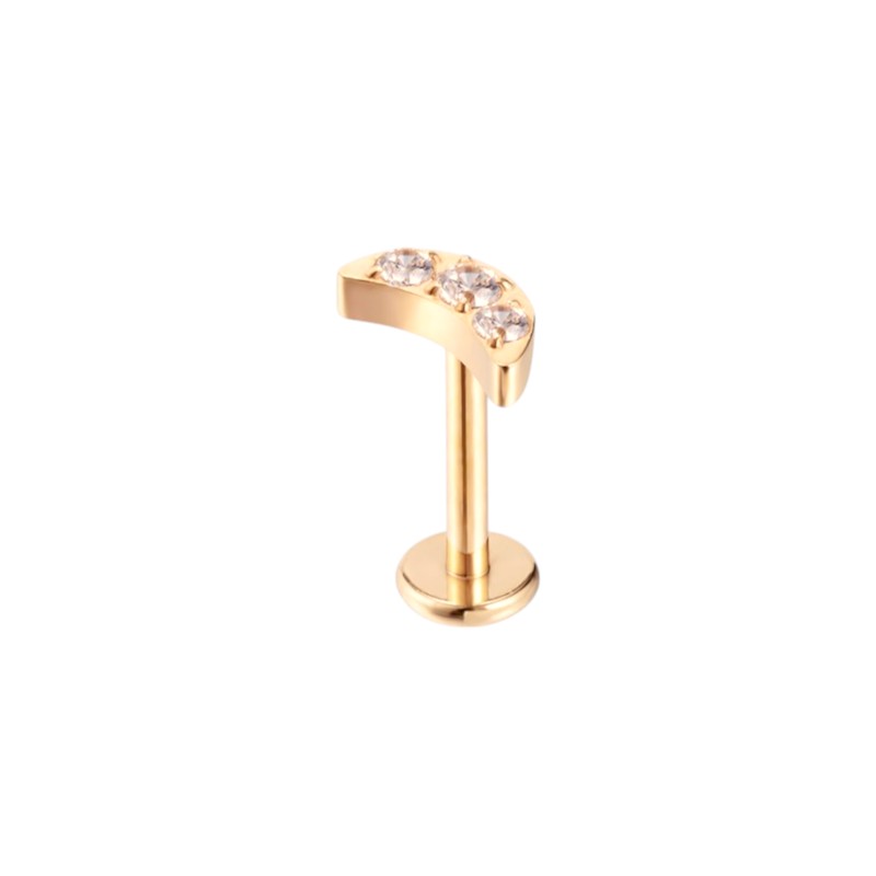 Implant Grade ASTM F136 Titanium CZ Paved Moon Internaly Threaded Labret